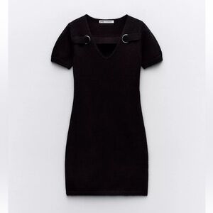Zara Black Mini Dress with Short Sleeves